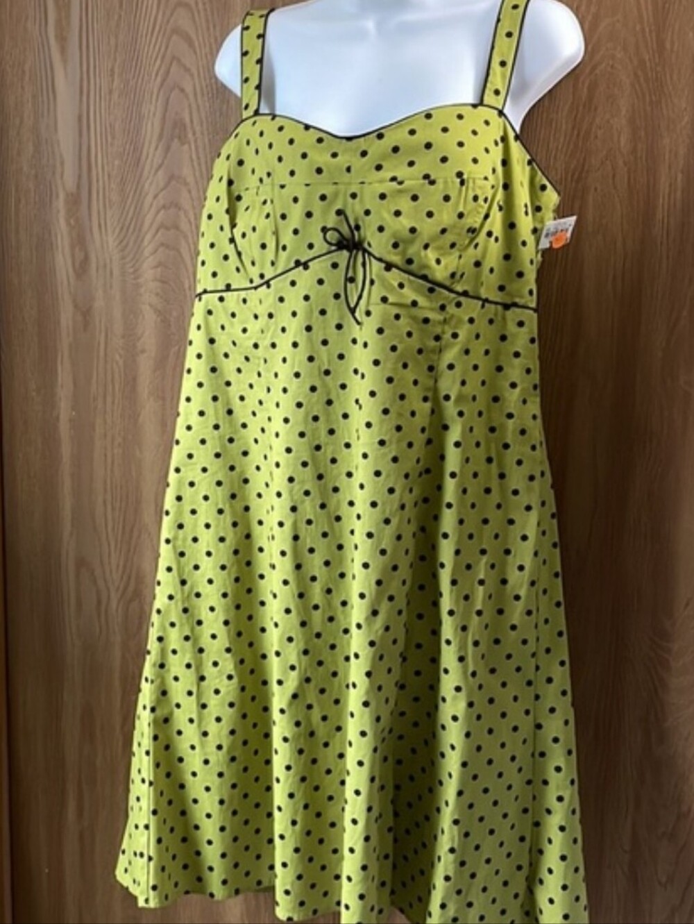R&K Originals Sun Dress Green w/Brown Dots Size 14